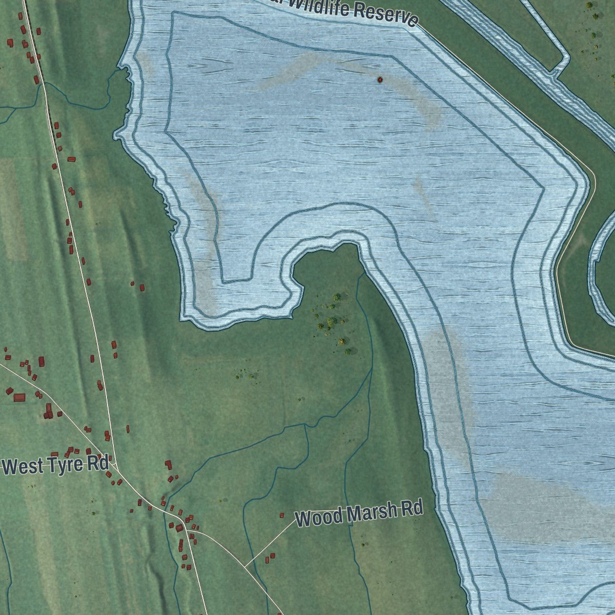 Second close-up of the map of Tyre, New York print showing more streets and buildings