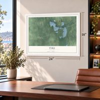 Tyre, New York map, 18 x 24 inch print in a white frame in a home office