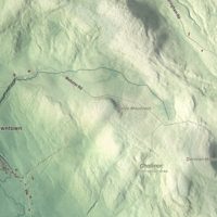 Close-up of the map of Tyringham, Massachusetts print showing terrain and local geography