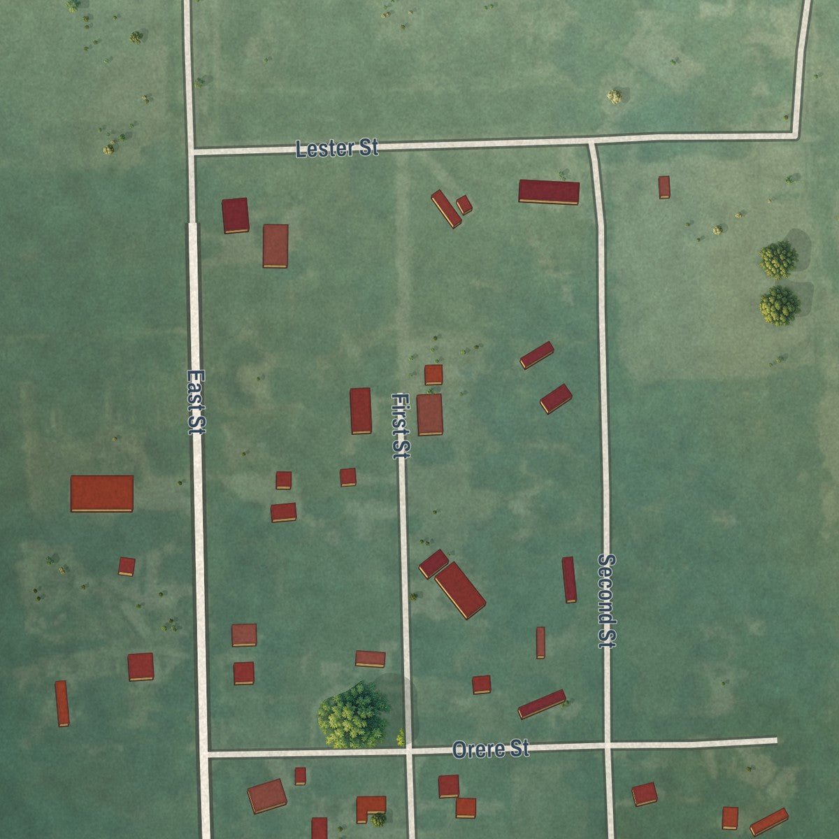 Second close-up of the map of Tyro, Kansas print showing more streets and buildings