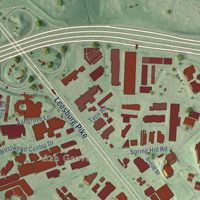 Second close-up of the map of Tysons, Virginia print showing more streets and buildings