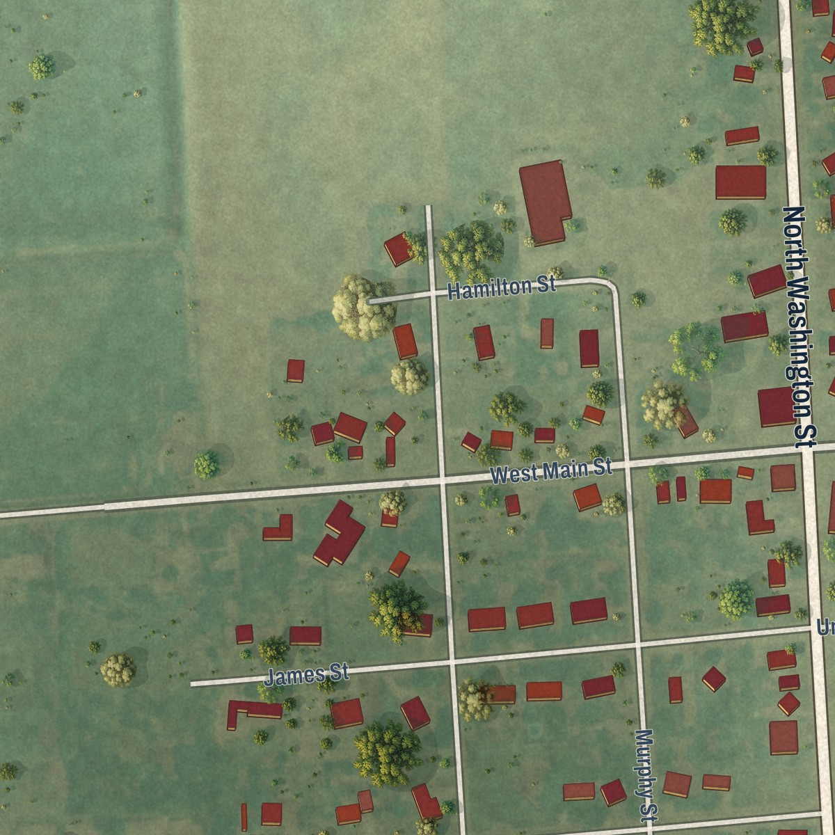 Second close-up of the map of Ubly, Michigan print showing more streets and buildings