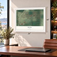 Ucon, Idaho map, 18 x 24 inch print in a white frame in a home office