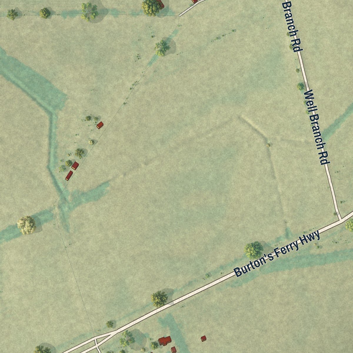 Second close-up of the map of Ulmer, South Carolina print showing more streets and buildings