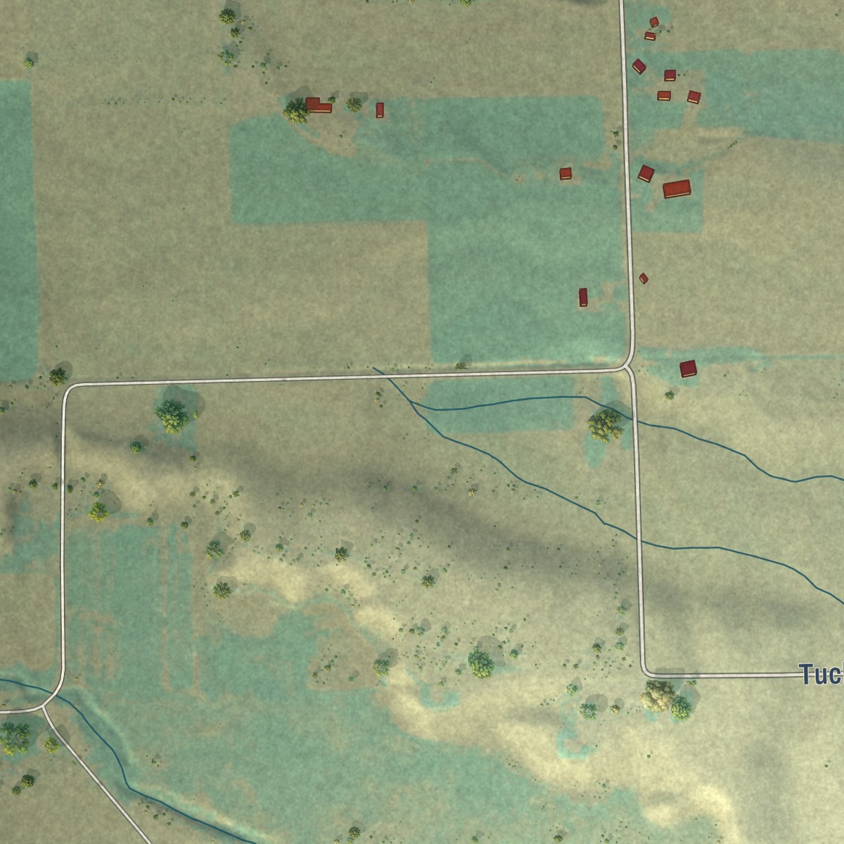 Second close-up of the map of Umapine, Oregon print showing more streets and buildings