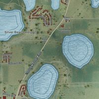 Second close-up of the map of Umatilla, Florida print showing more streets and buildings