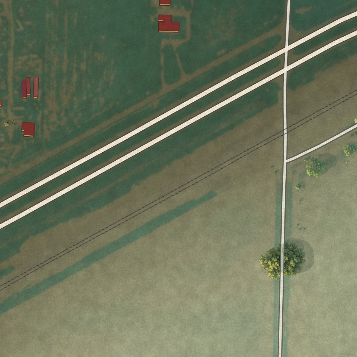 Second close-up of the map of Umbarger, Texas print showing more streets and buildings