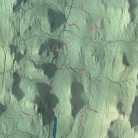 Close-up of the map of Underhill, Vermont print showing terrain and local geography