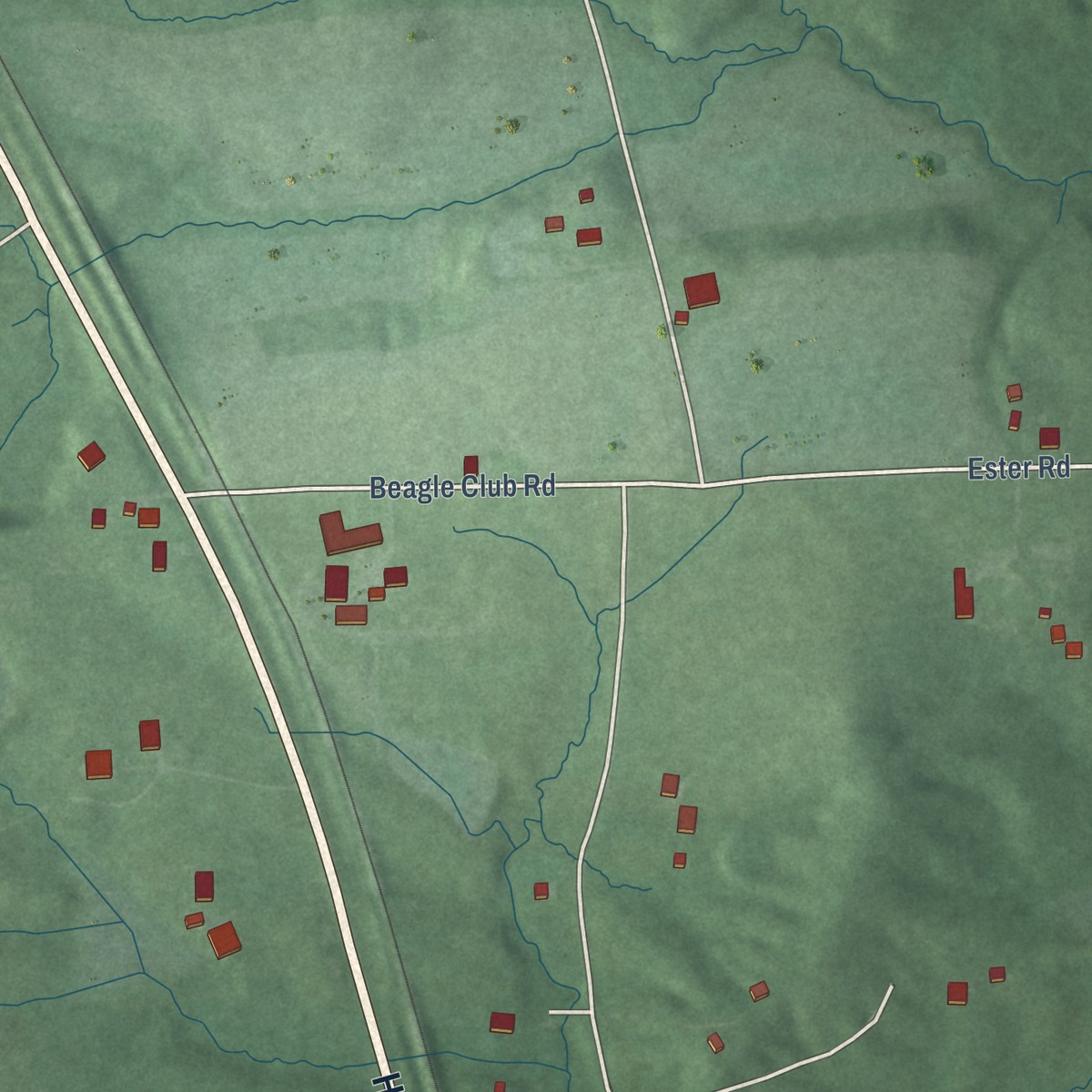Second close-up of the map of Underwood, Indiana print showing more streets and buildings