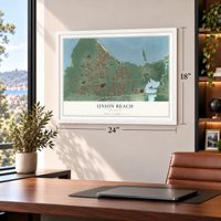 Union Beach, New Jersey map, 18 x 24 inch print in a white frame in a home office