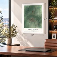 Union Bridge, Maryland map, 18 x 24 inch print in a white frame in a home office