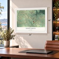 Union Grove, Alabama map, 18 x 24 inch print in a white frame in a home office