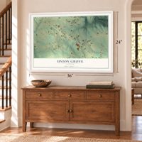 Union Grove, Alabama map, 24 x 36 inch print in a white frame above a dresser by a staircase