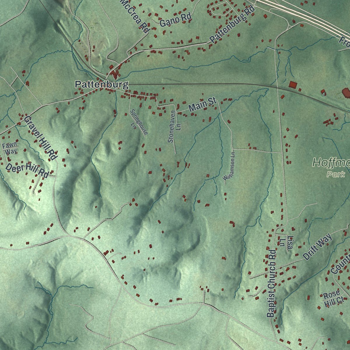 Second close-up of the map of Union, Hunterdon County, New Jersey print showing more streets and buildings