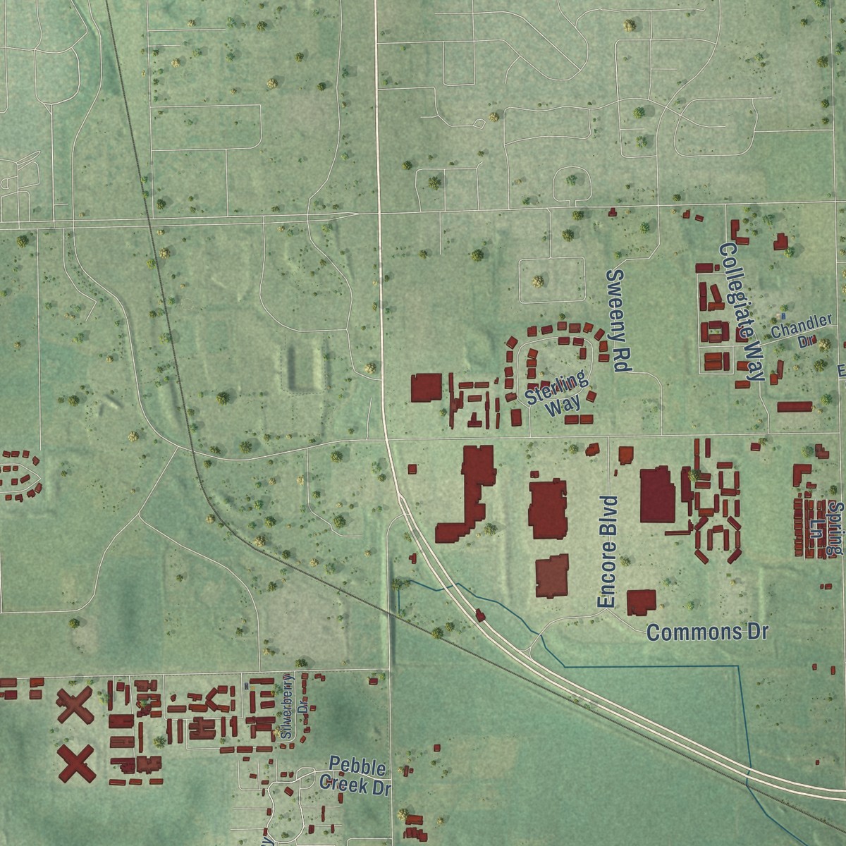 Second close-up of the map of Union, Isabella County, Michigan print showing more streets and buildings