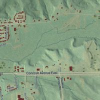 Second close-up of the map of Union Springs, Alabama print showing more streets and buildings