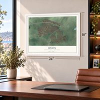 Union, Union County, New Jersey map, 18 x 24 inch print in a white frame in a home office