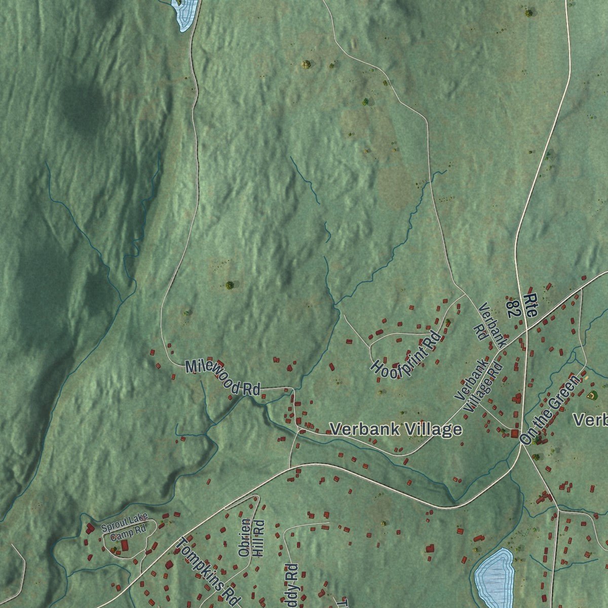 Second close-up of the map of Union Vale, New York print showing more streets and buildings