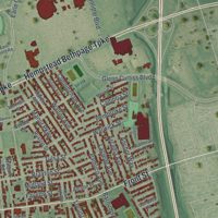 Second close-up of the map of Uniondale, New York print showing more streets and buildings