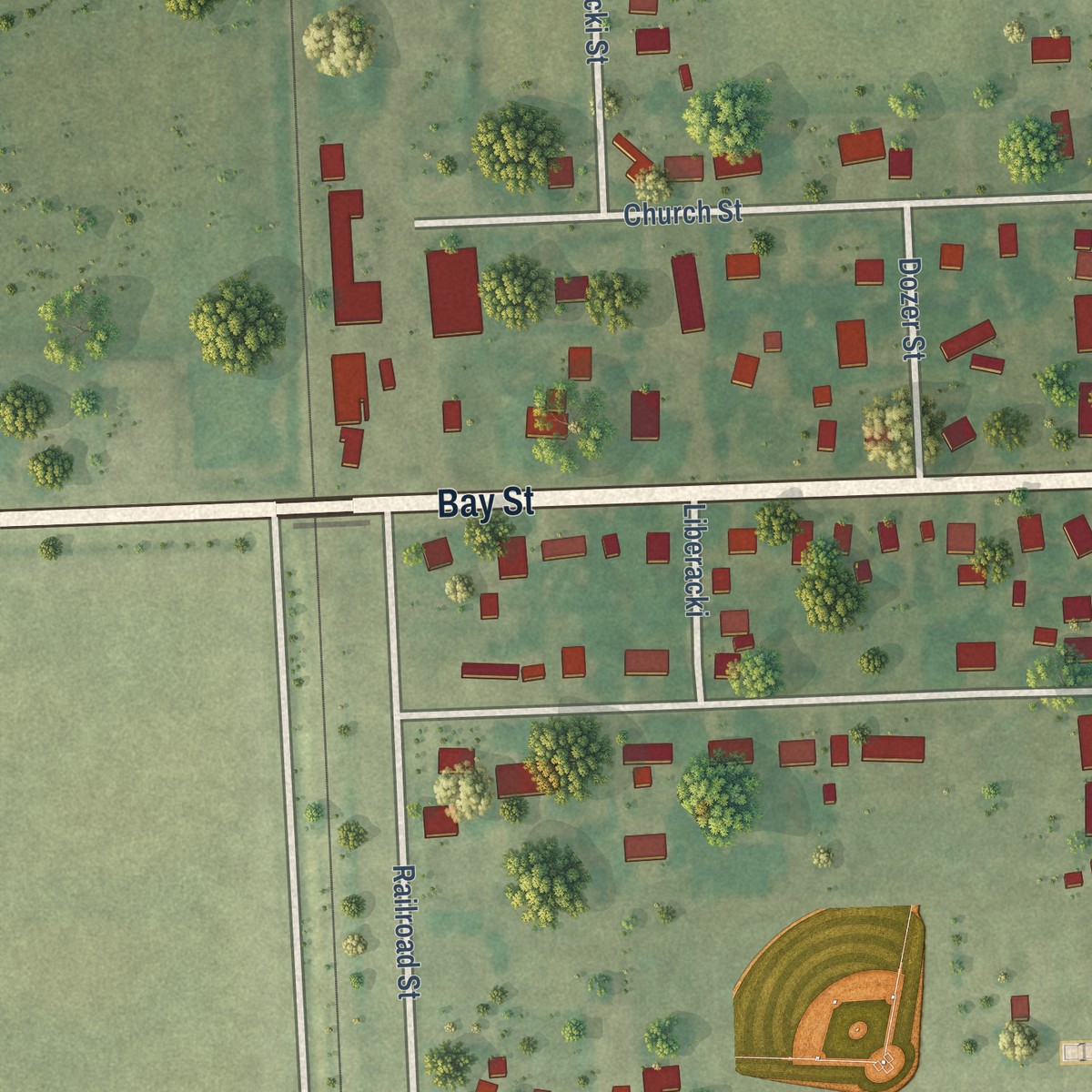 Second close-up of the map of Unionville, Michigan print showing more streets and buildings