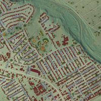 Second close-up of the map of Universal City, Texas print showing more streets and buildings