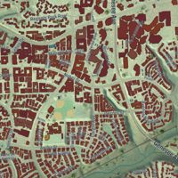 Second close-up of the map of University City, California print showing more streets and buildings