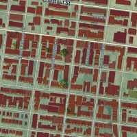 Second close-up of the map of University City, Pennsylvania print showing more streets and buildings