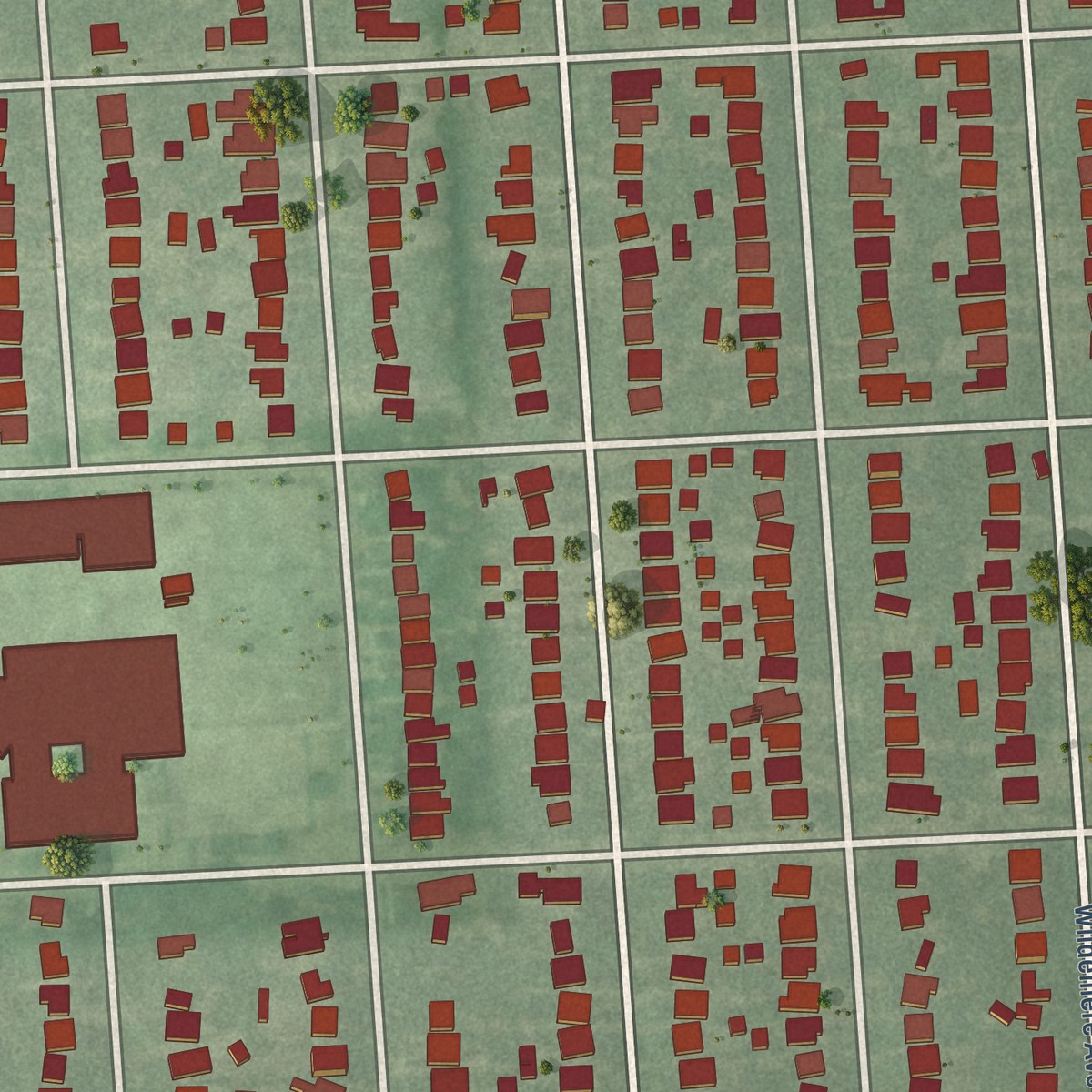 Second close-up of the map of University District, Michigan print showing more streets and buildings
