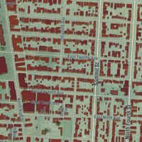 Second close-up of the map of University District, Ohio print showing more streets and buildings