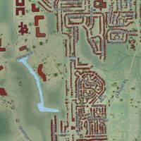 Second close-up of the map of University, Orange County, Florida print showing more streets and buildings