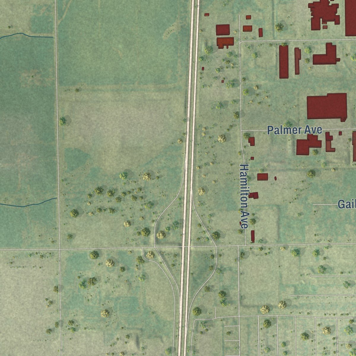 Second close-up of the map of University Park, Illinois print showing more streets and buildings