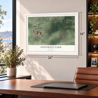 University Park, Illinois map, 18 x 24 inch print in a white frame in a home office