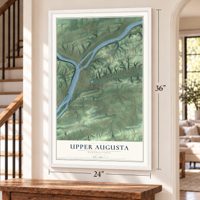 Upper Augusta, Pennsylvania map, 24 x 36 inch print in a white frame by a staircase