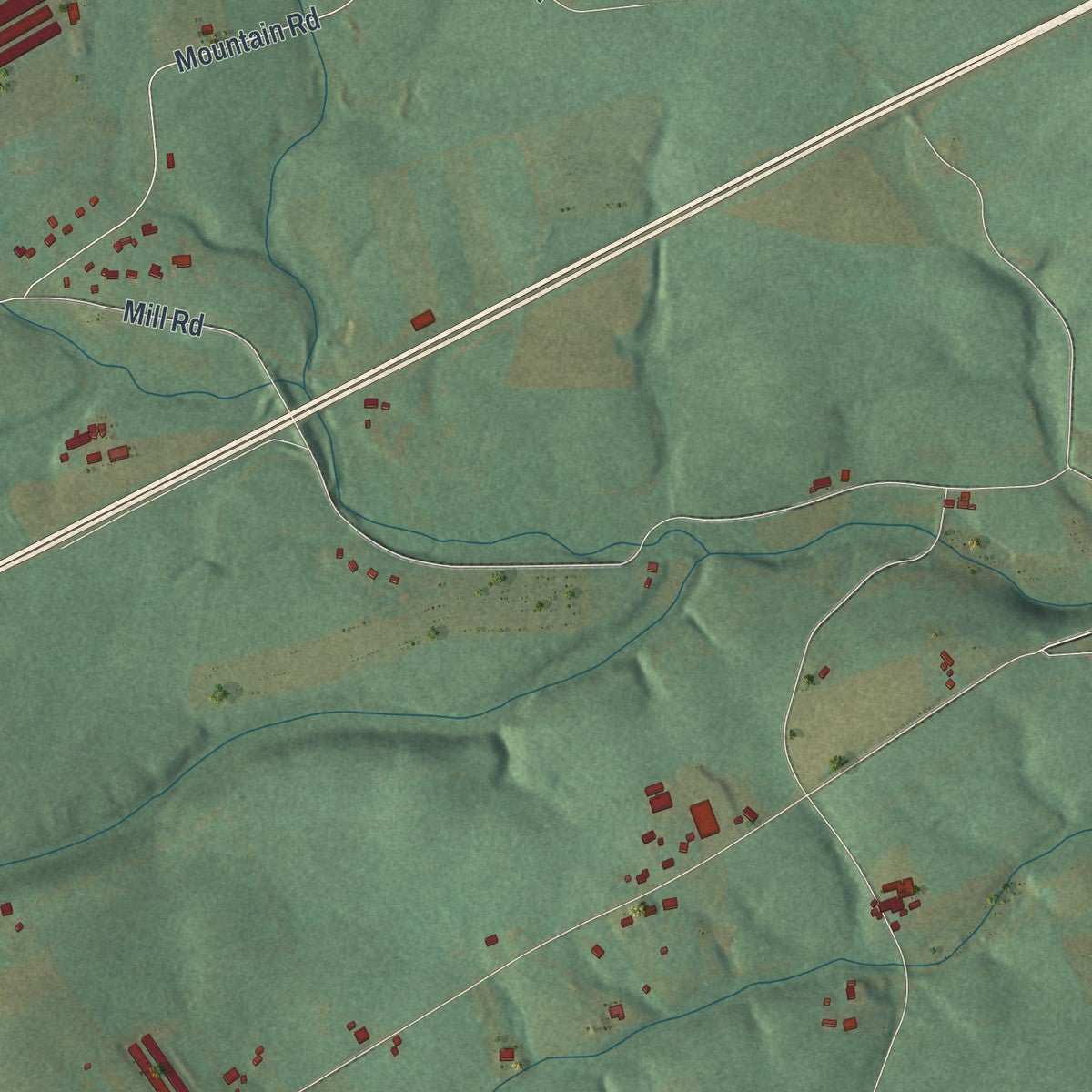 Second close-up of the map of Upper Bern, Pennsylvania print showing more streets and buildings