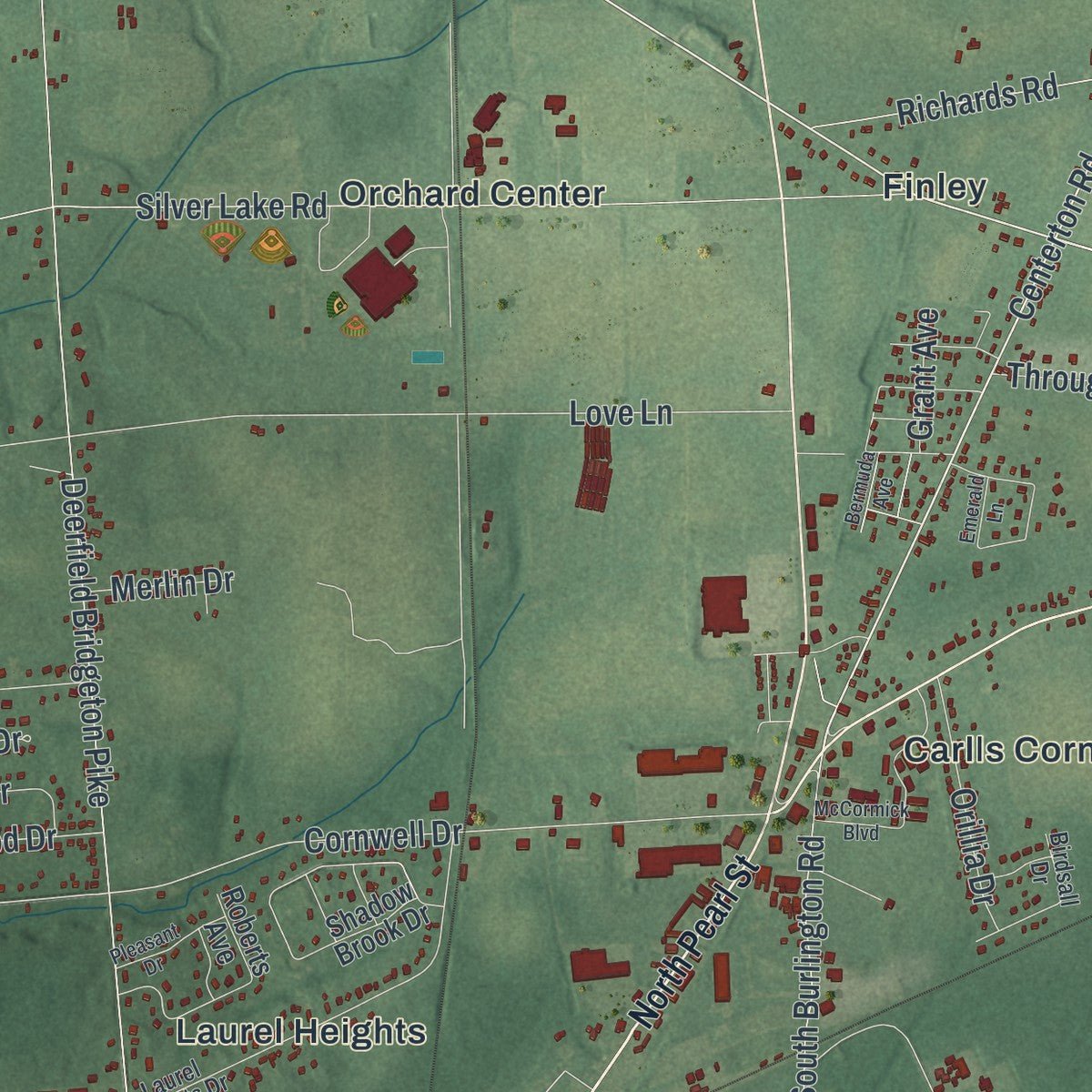 Second close-up of the map of Upper Deerfield, New Jersey print showing more streets and buildings