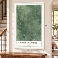 Upper Deerfield, New Jersey map, 24 x 36 inch print in a white frame by a staircase