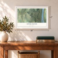Upper Exeter, Pennsylvania map, 12 x 18 inch print in a white frame in an entryway