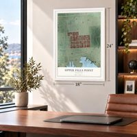 Upper Fells Point, Baltimore, Maryland map, 18 x 24 inch print in a white frame in a home office