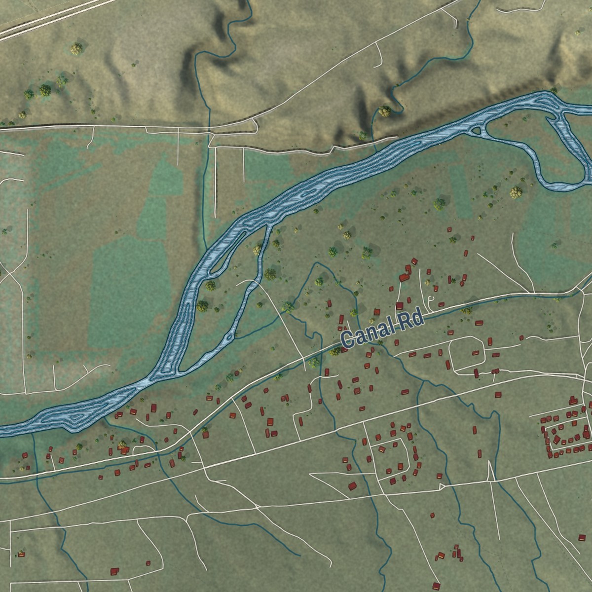 Second close-up of the map of Upper Fruitland, New Mexico print showing more streets and buildings