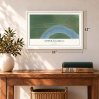 Upper Kalskag, Alaska map, 12 x 18 inch print in a white frame in an entryway