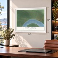 Upper Kalskag, Alaska map, 18 x 24 inch print in a white frame in a home office