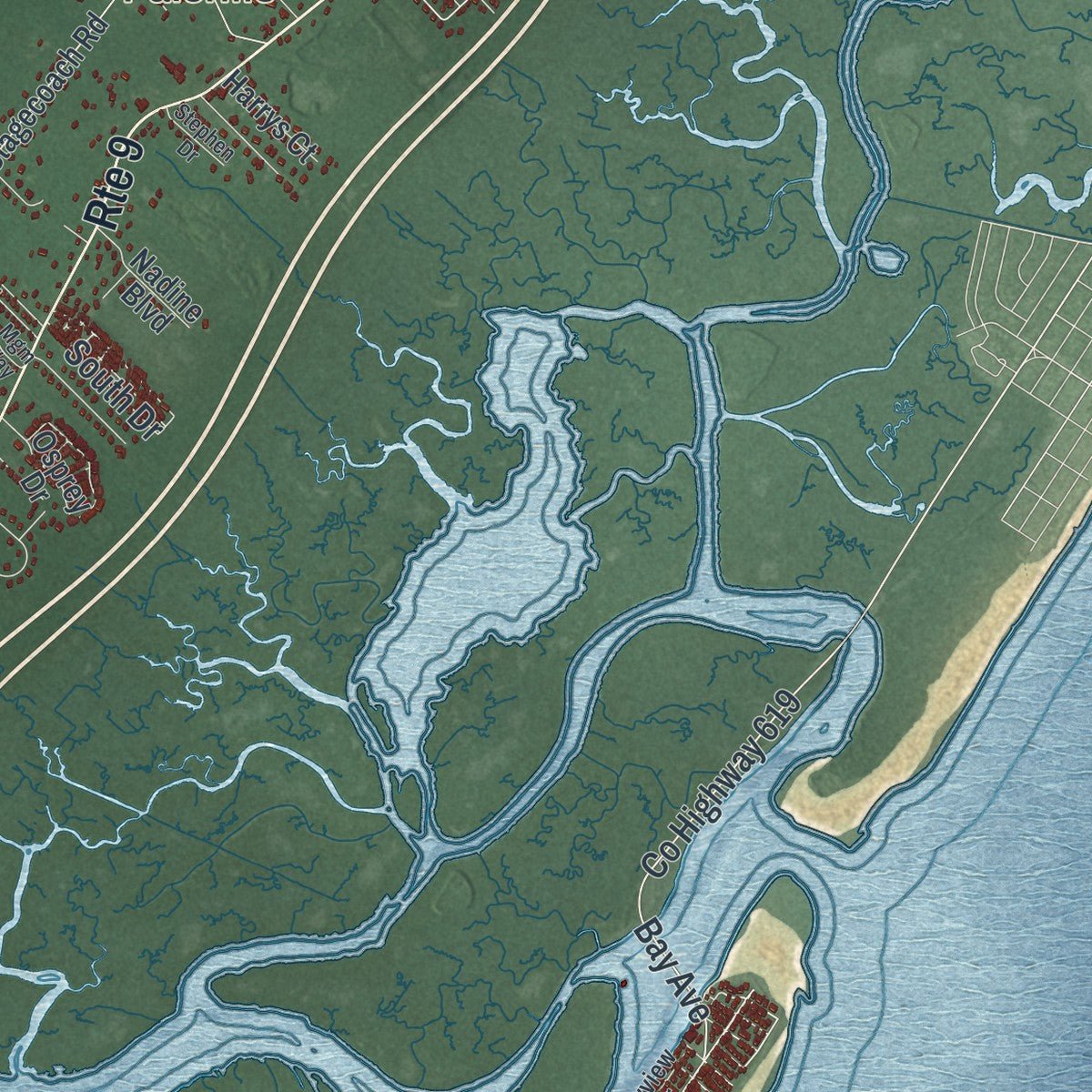 Second close-up of the map of Upper, New Jersey print showing more streets and buildings