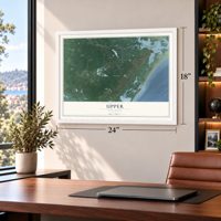 Upper, New Jersey map, 18 x 24 inch print in a white frame in a home office