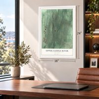 Upper Saddle River, New Jersey map, 18 x 24 inch print in a white frame in a home office