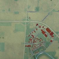Second close-up of the map of Upper Sandusky, Ohio print showing more streets and buildings