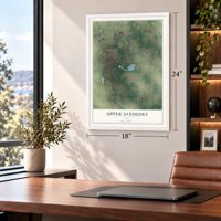 Upper Sandusky, Ohio map, 18 x 24 inch print in a white frame in a home office