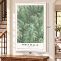 Upper Tyrone, Pennsylvania map, 24 x 36 inch print in a white frame by a staircase