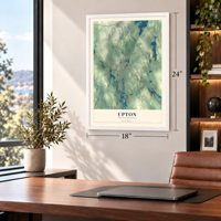 Upton, Massachusetts map, 18 x 24 inch print in a white frame in a home office