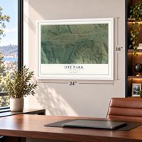 Ute Park, New Mexico map, 18 x 24 inch print in a white frame in a home office