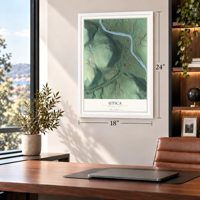 Utica, Pennsylvania map, 18 x 24 inch print in a white frame in a home office
